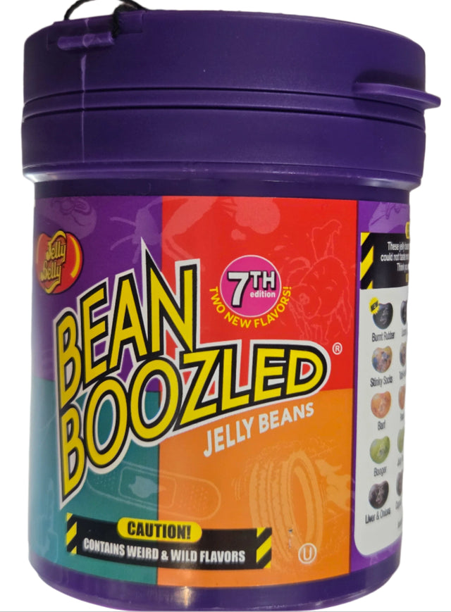 BeanBoozled Cup 7th Edition Dispenser with purple container and colorful label