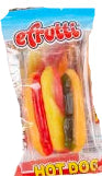 EFrutti Hot Dog Gummi: yellow and red plastic toys in blister pack