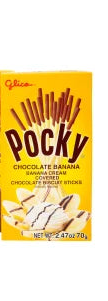 Yellow package of chocolate banana Pocky Sticks 2.47 oz
