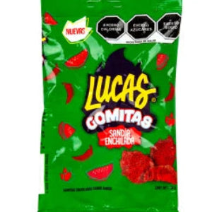Lucas Gomitas watermelon gummy candies in green peg bag