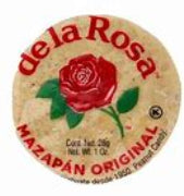 De La Rosa Peanut Mazapan Candy: Beige Round Package with Red Rose Design