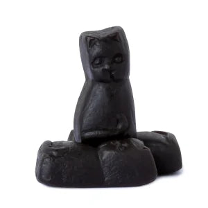 Black Licorice Cats gummy candy in seated pose with glossy texture