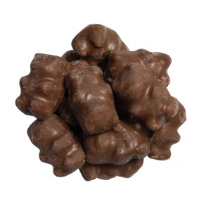 Cinnamon Bears Milk Chocolate: glossy chocolate-covered gummy bears