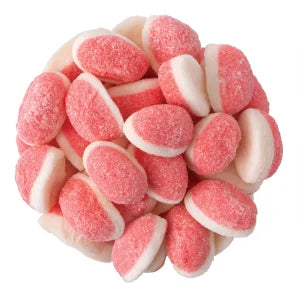 Strawberry & Blue Raspberry Puffy Puffs pink white sugar-coated gummy candies