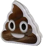 Emoticandy Poop Tin with brown and rainbow poop-shaped candy containers