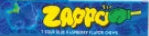 Zaps bright blue and green logo on Retro Sours Raspberry product