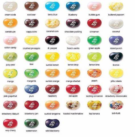 Colorful Jelly Belly jelly beans in various glossy flavors