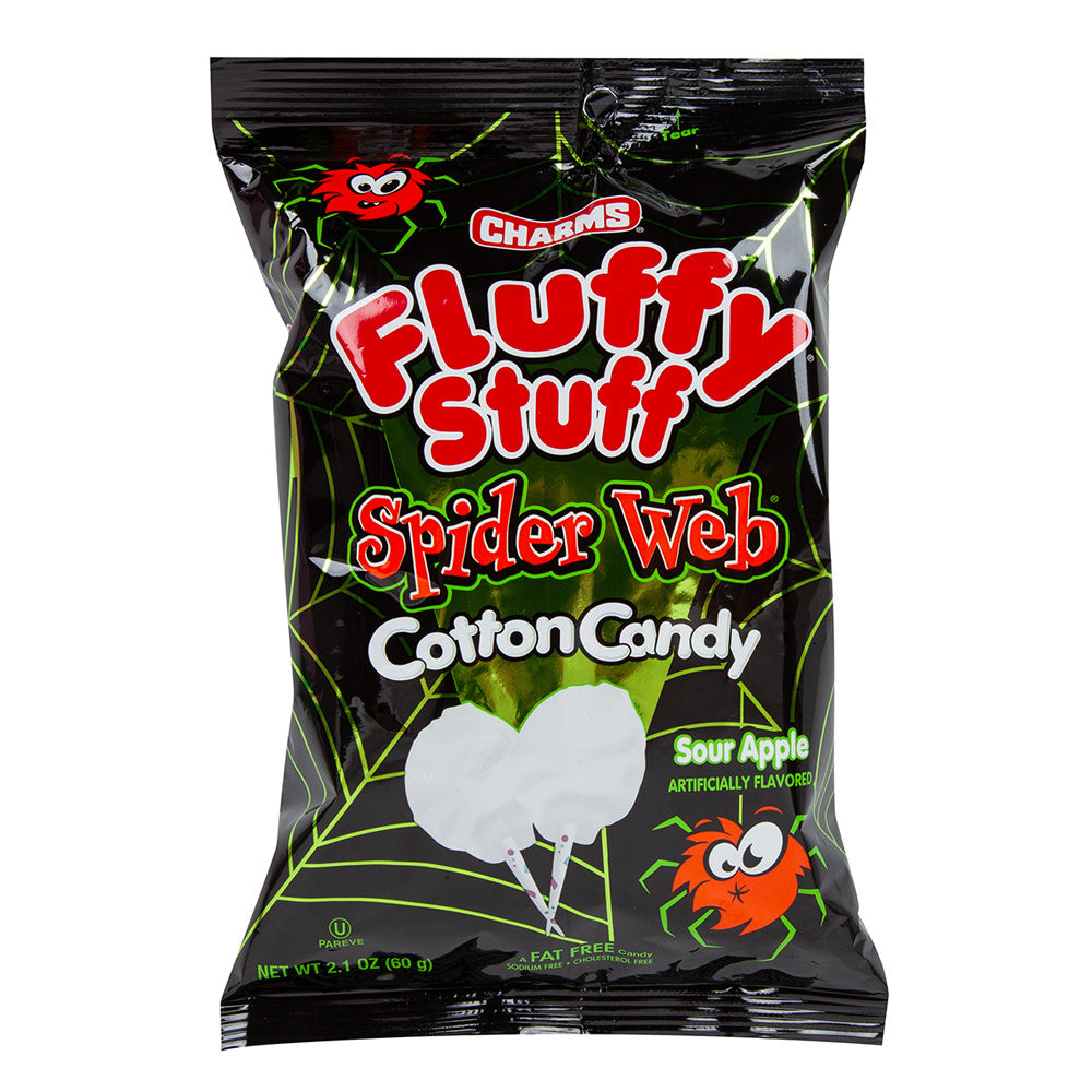Fluffy Stuff Sour Apple Spider Web Cotton Candy Bag