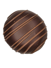 Bittersweet Cream Truffle: 1.5oz dark chocolate with light brown drizzles