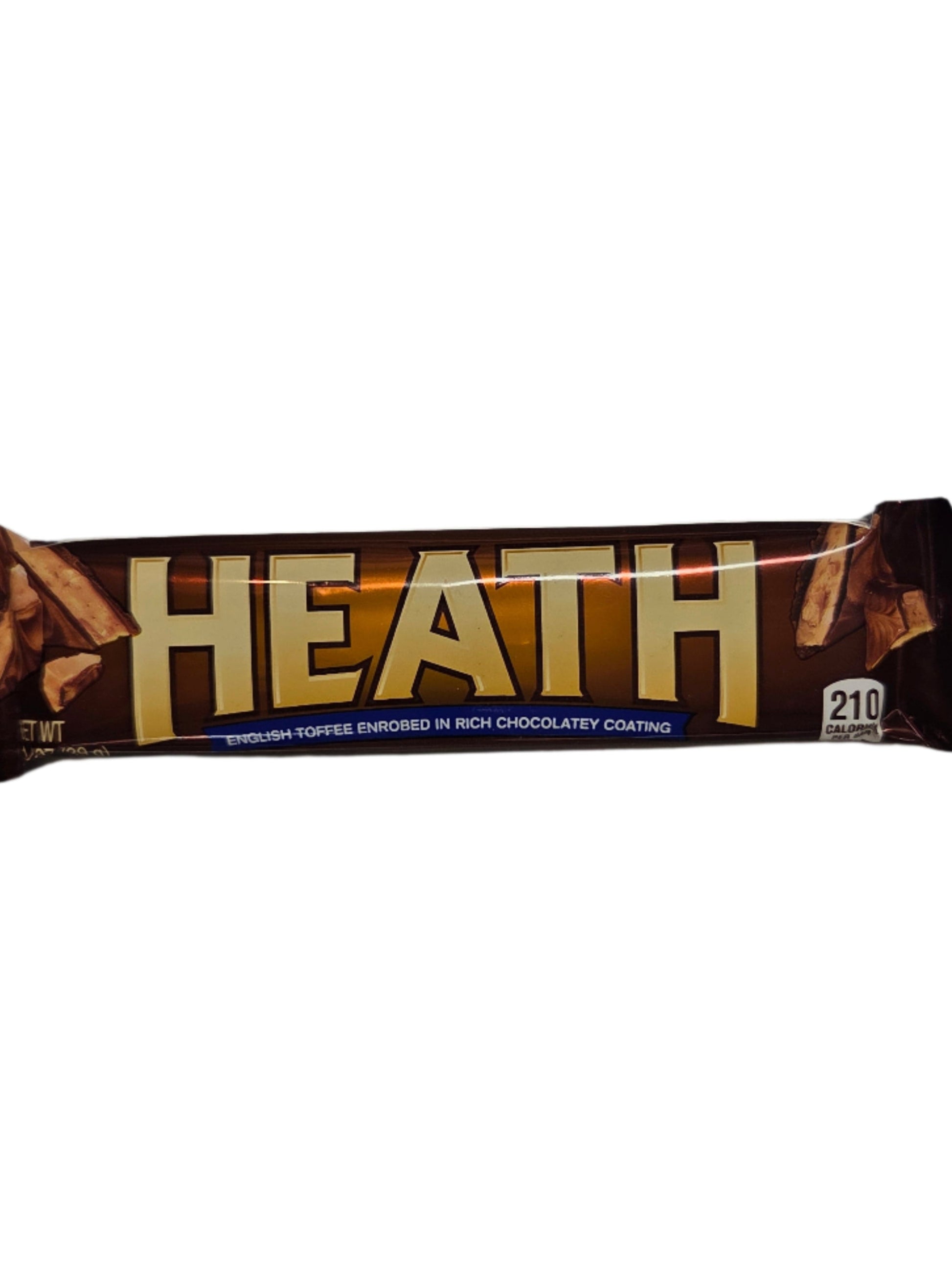Heath Candy Bar wrapper with gold lettering and toffee images