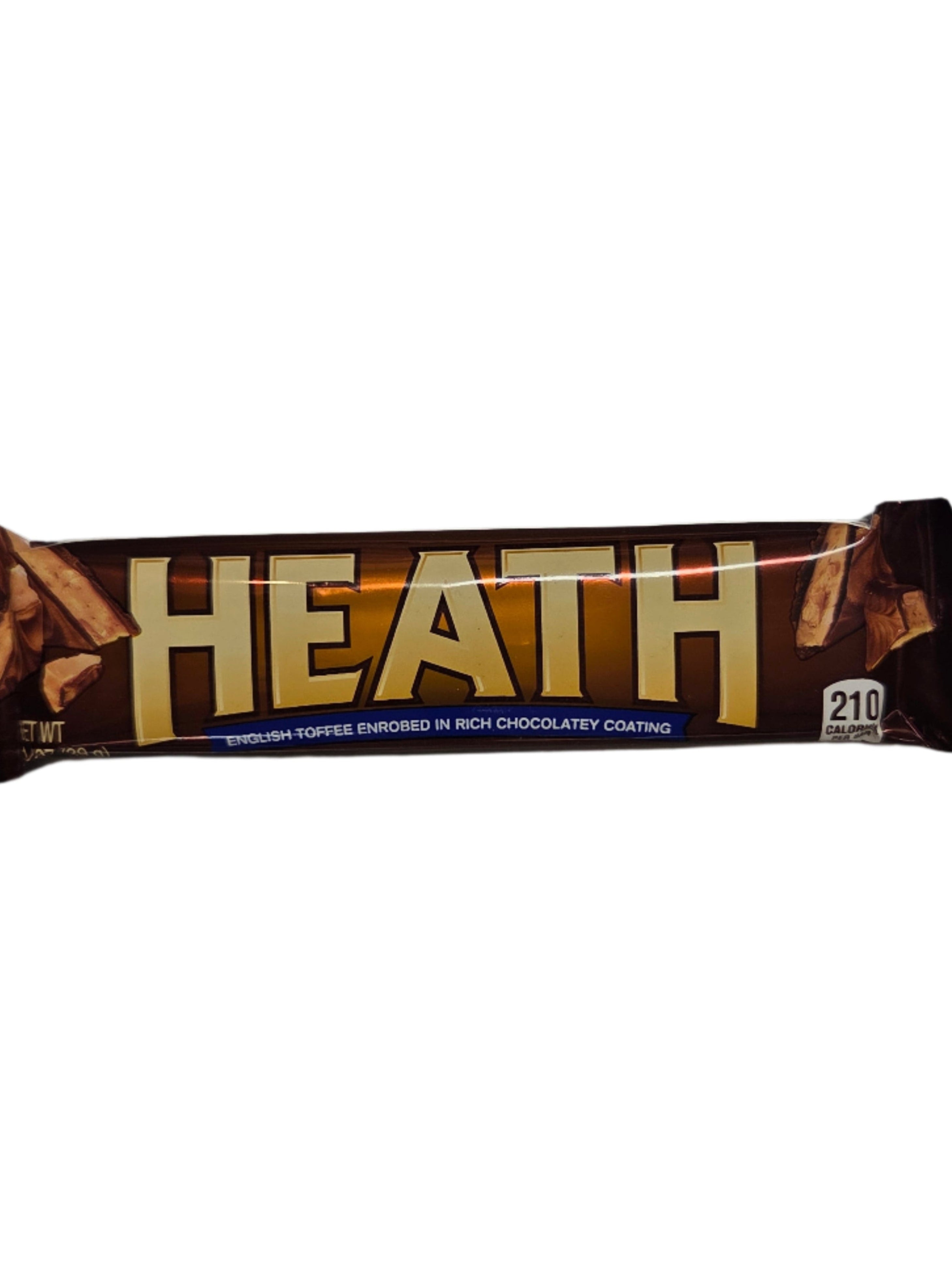 Heath Candy Bar wrapper with gold lettering and toffee images
