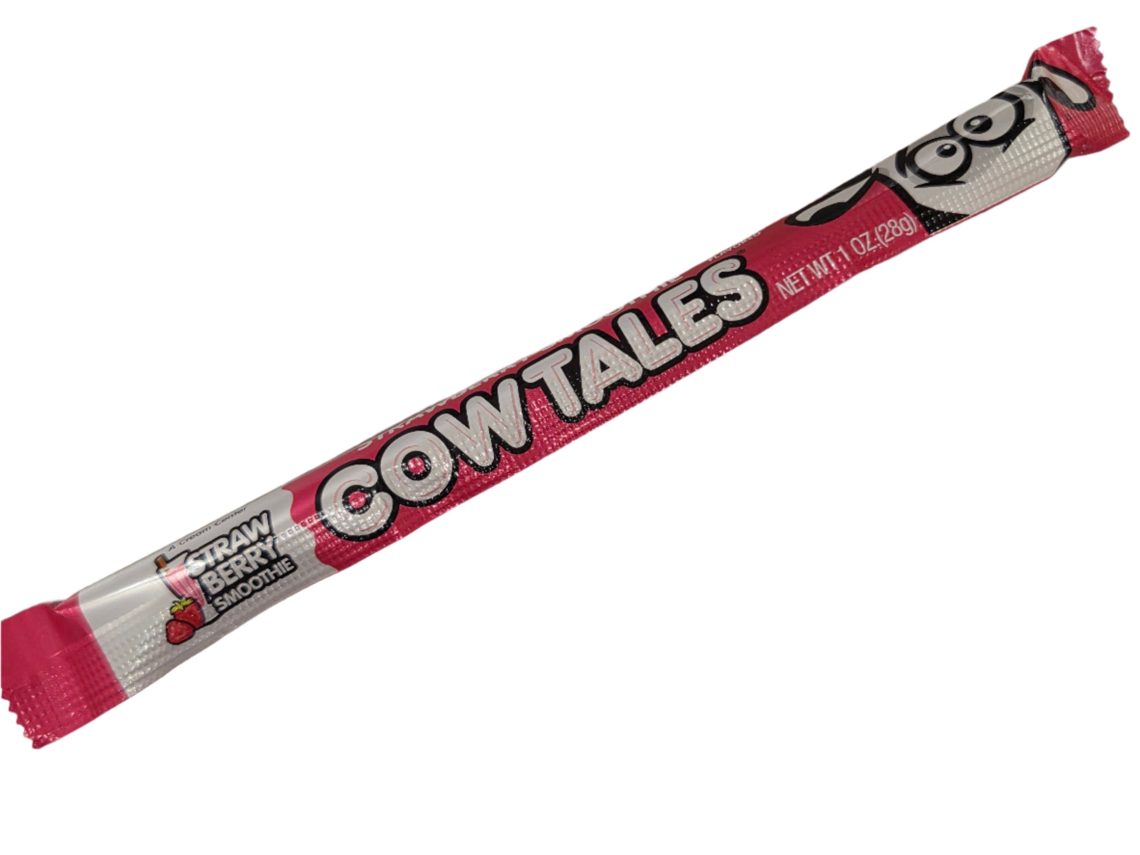 Cow Tales Strawberry pink and white smoothie candy stick
