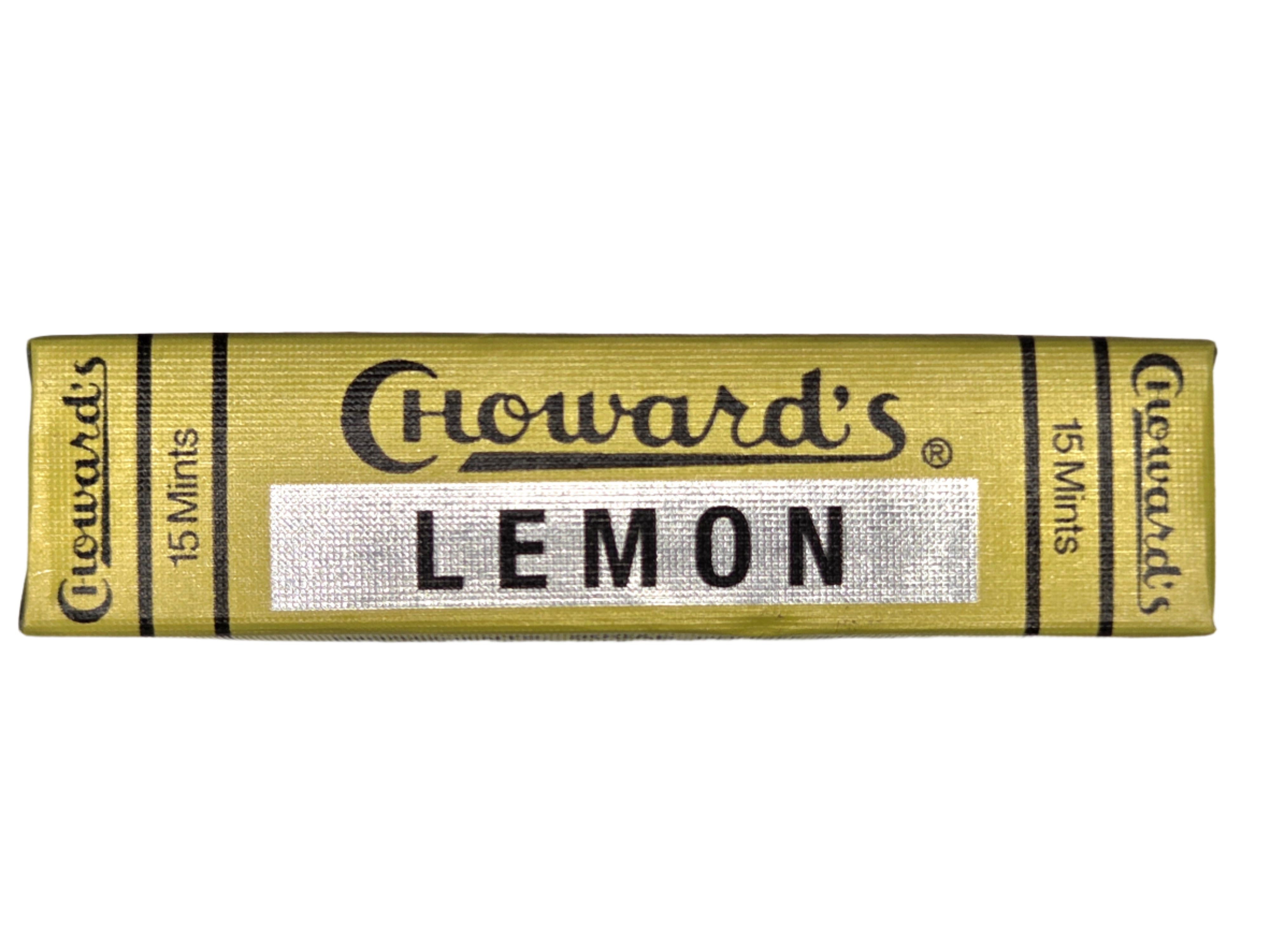 CHowards Lemon Candies 15 pc Roll with gold package and black lettering