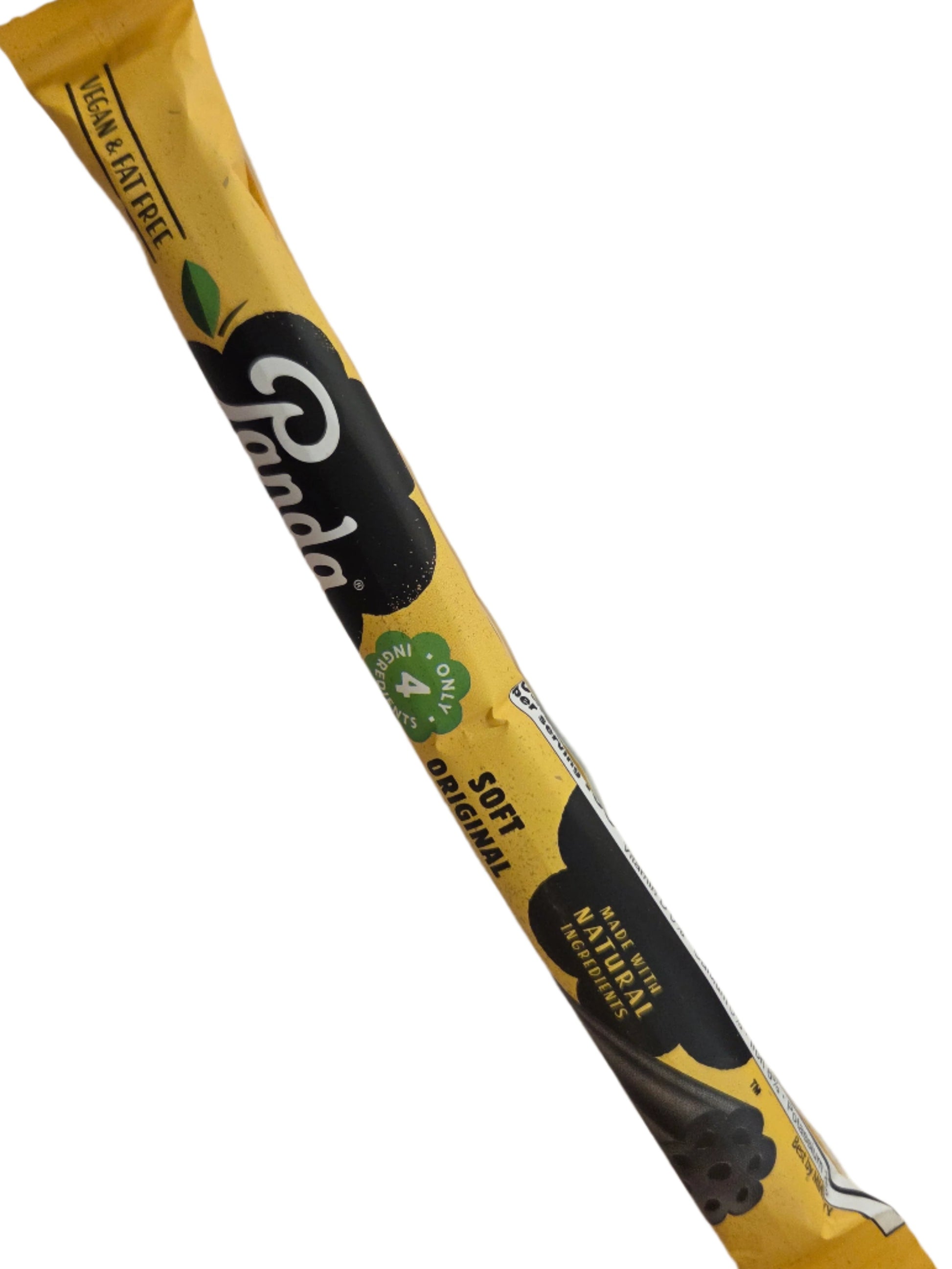 Panda Black Licorice Bar with yellow and black packaged panda soft ice cream stick