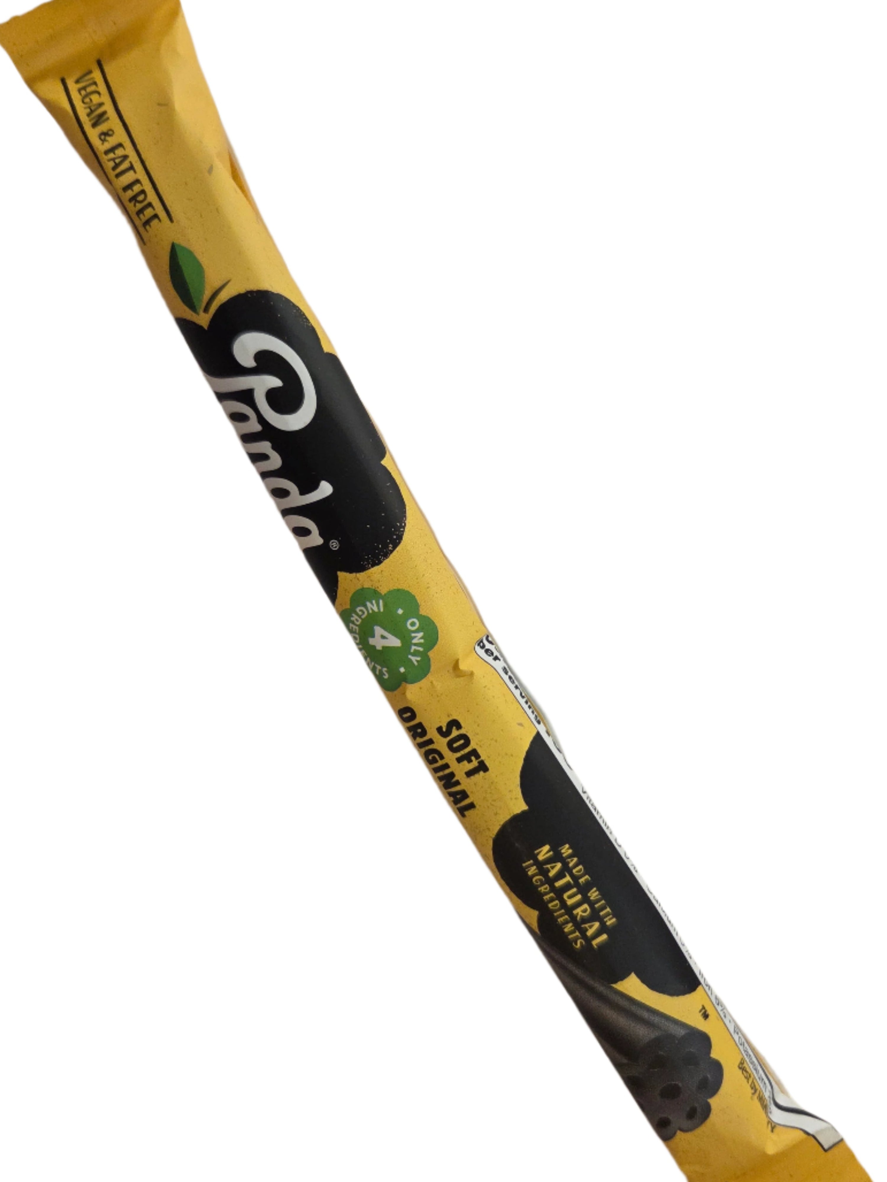 Panda Black Licorice Bar with yellow and black packaged panda soft ice cream stick