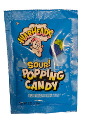 Warheads Sour Blue Raspberry Popping Candy in shiny foil packet