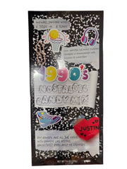 1990s speckled notebook with basketball, headphones, sneakers stickers in Decade Box 1990 candies