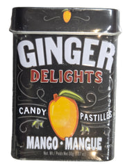 Ginger Delights Mango Candy Pastilles Tin with mango illustration