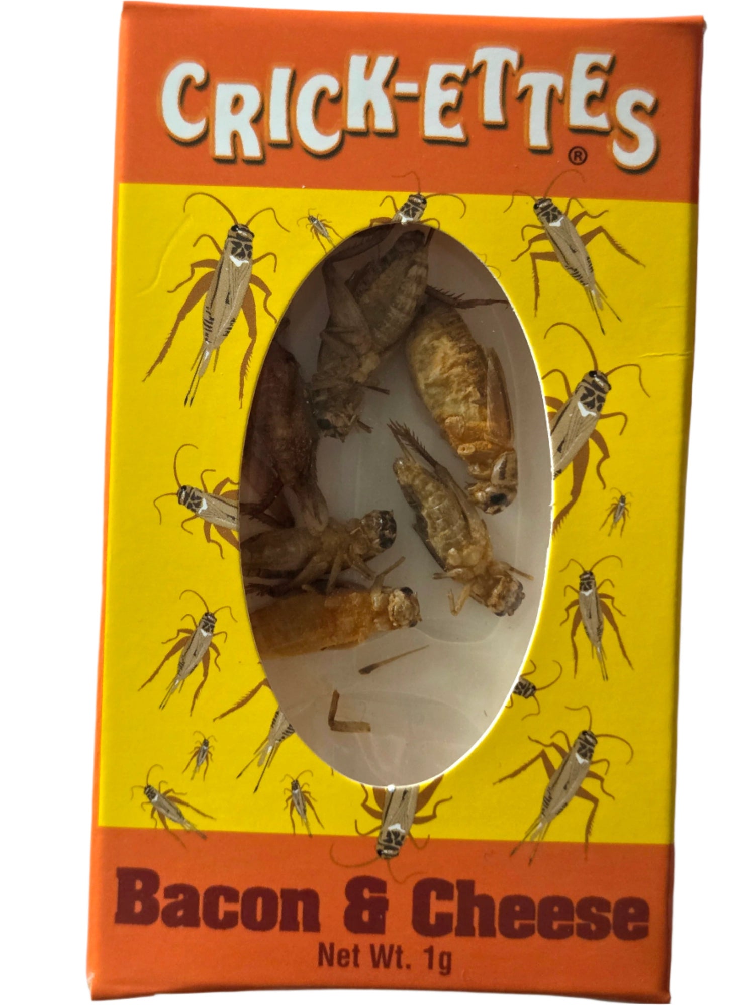 Hotlix Crick-ettes bacon and cheese cricket snacks package