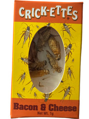Hotlix Crick-ettes bacon and cheese cricket snacks package
