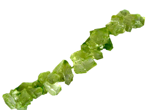 Faceted translucent green peridot beads in Crystal Strings Watermelon