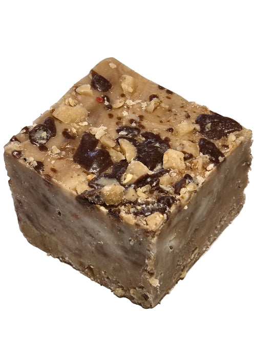 Heath English Toffee Fudge: square chocolate peanut fudge with nuts