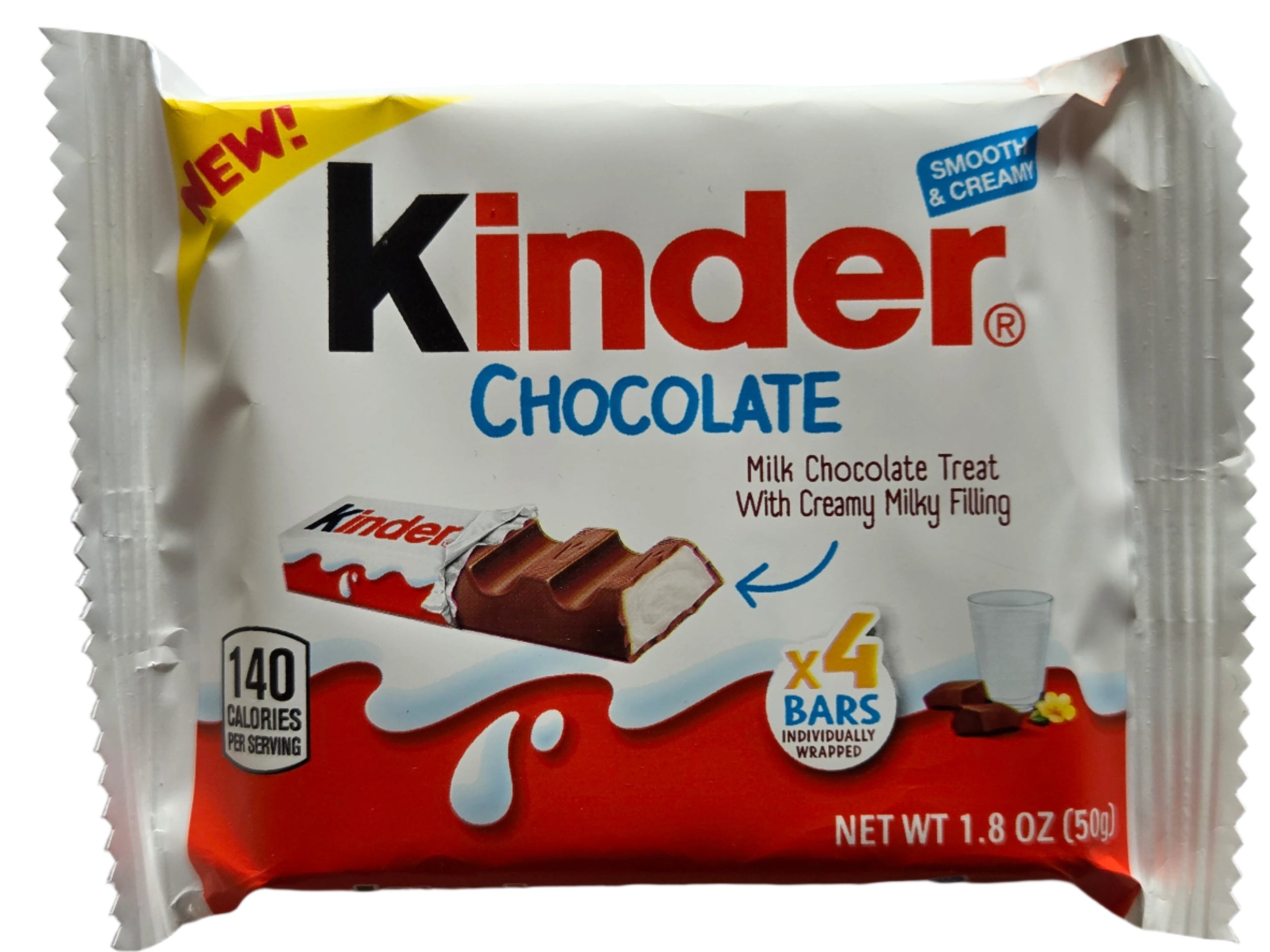 Kinder Milk Chocolate Cream Filled Bar with creamy milky filling