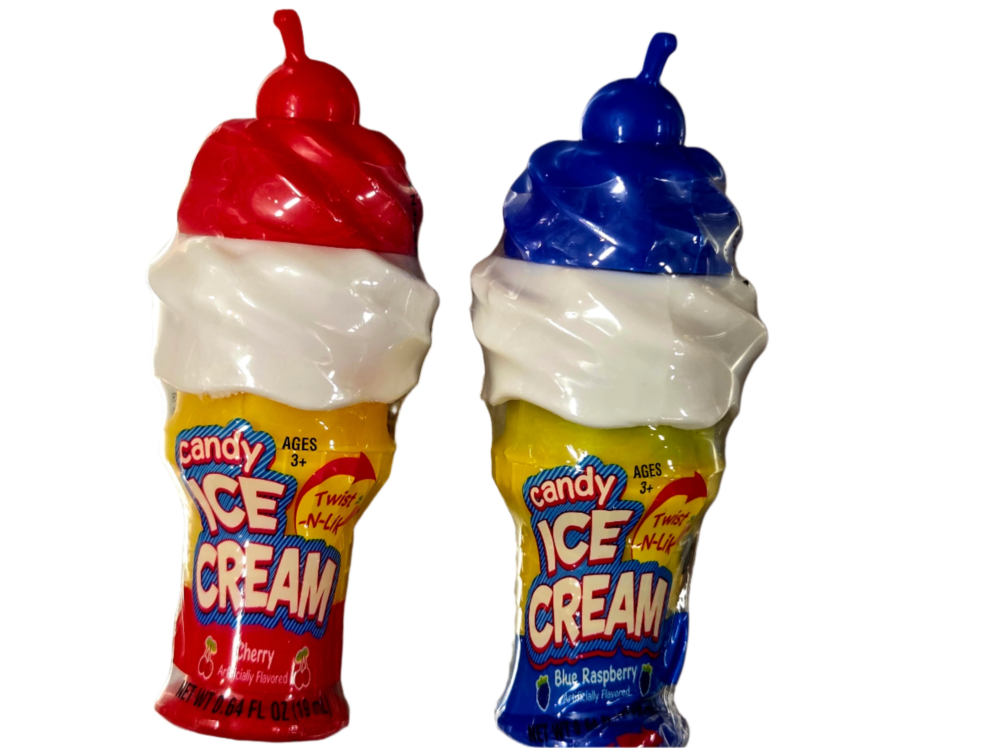 Candy Ice Cream Twist n Lick: cherry and blue raspberry swirl bottles