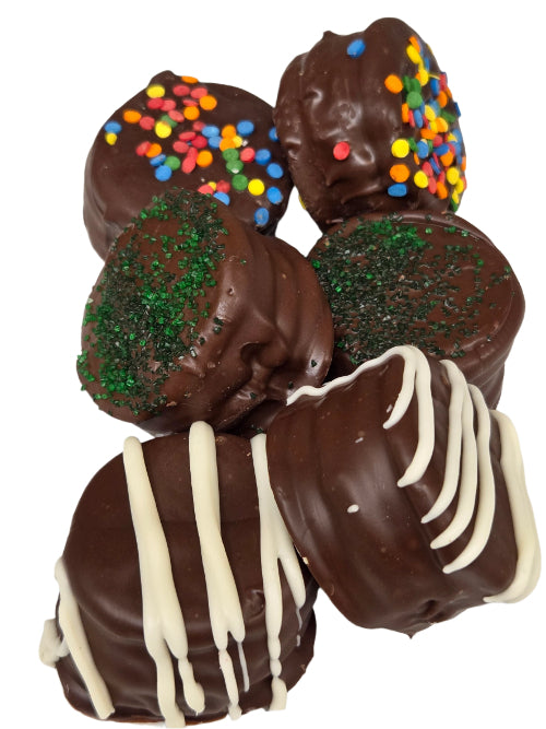 Oreo Dual Double Stuf Mint Cookies Dipped in Chocolatey with Sprinkles