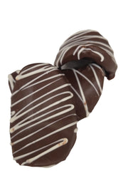 Pringles Dark Choc heart-shaped candies with dark chocolate and white drizzle