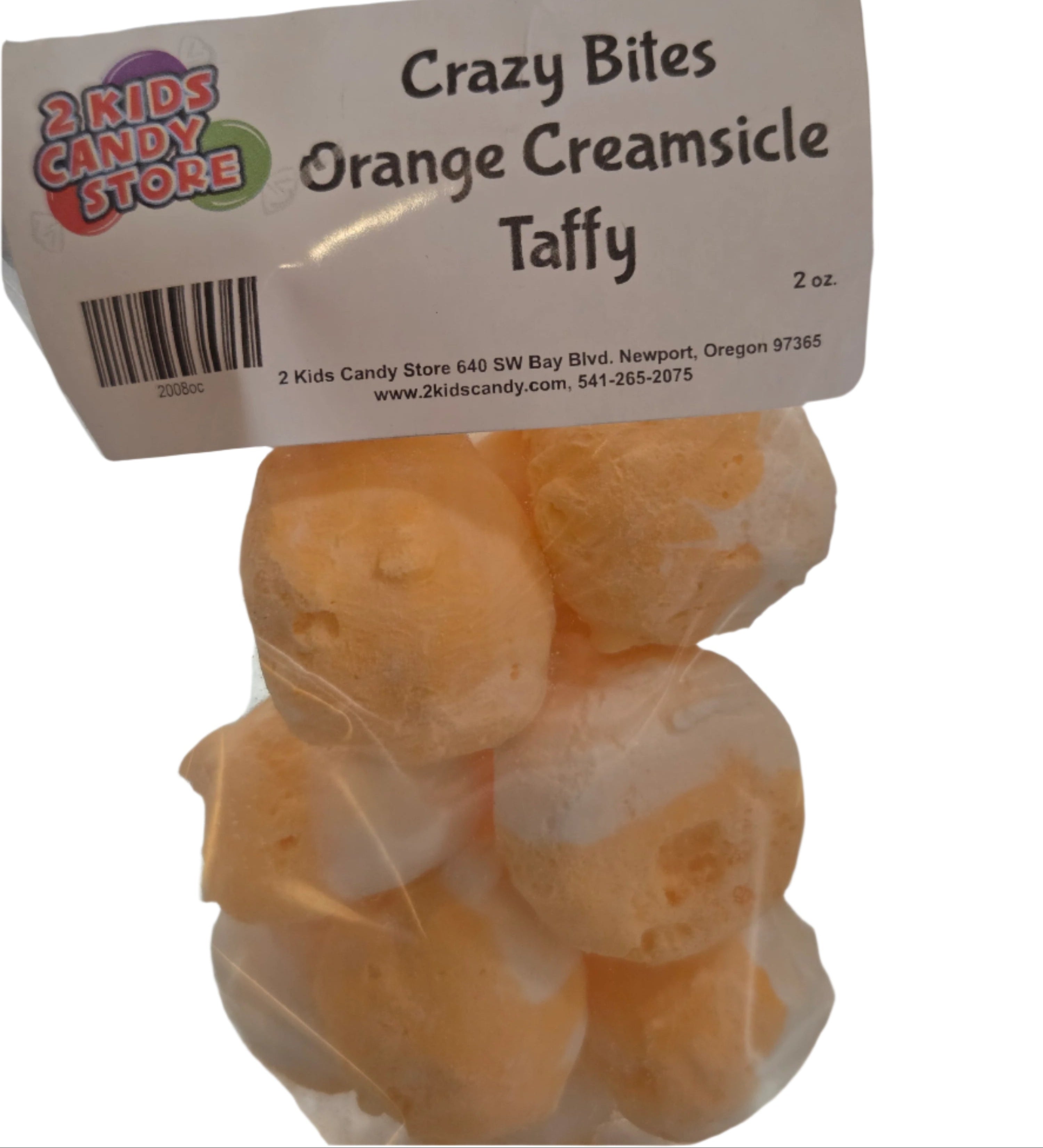 Orange Creamsicle Taffy 2oz from Crazy Bites in clear bag