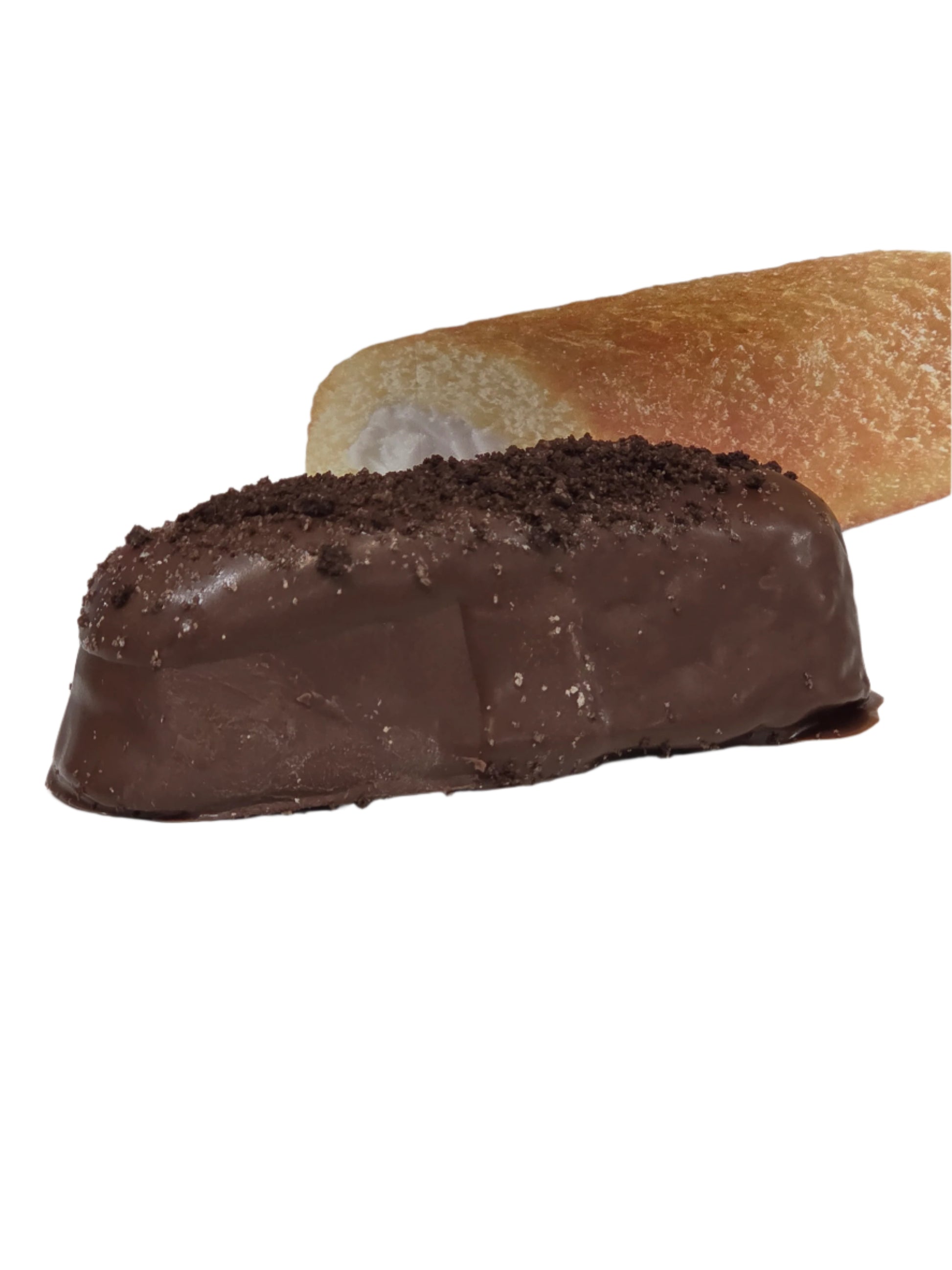 Twinkie Death by Chocolate: dark chocolate-coated pastry with cookie crumbs