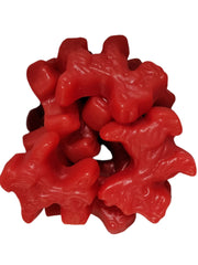 Pile of glossy red gummy reindeer bears from Scottie Dogs Red Cherry