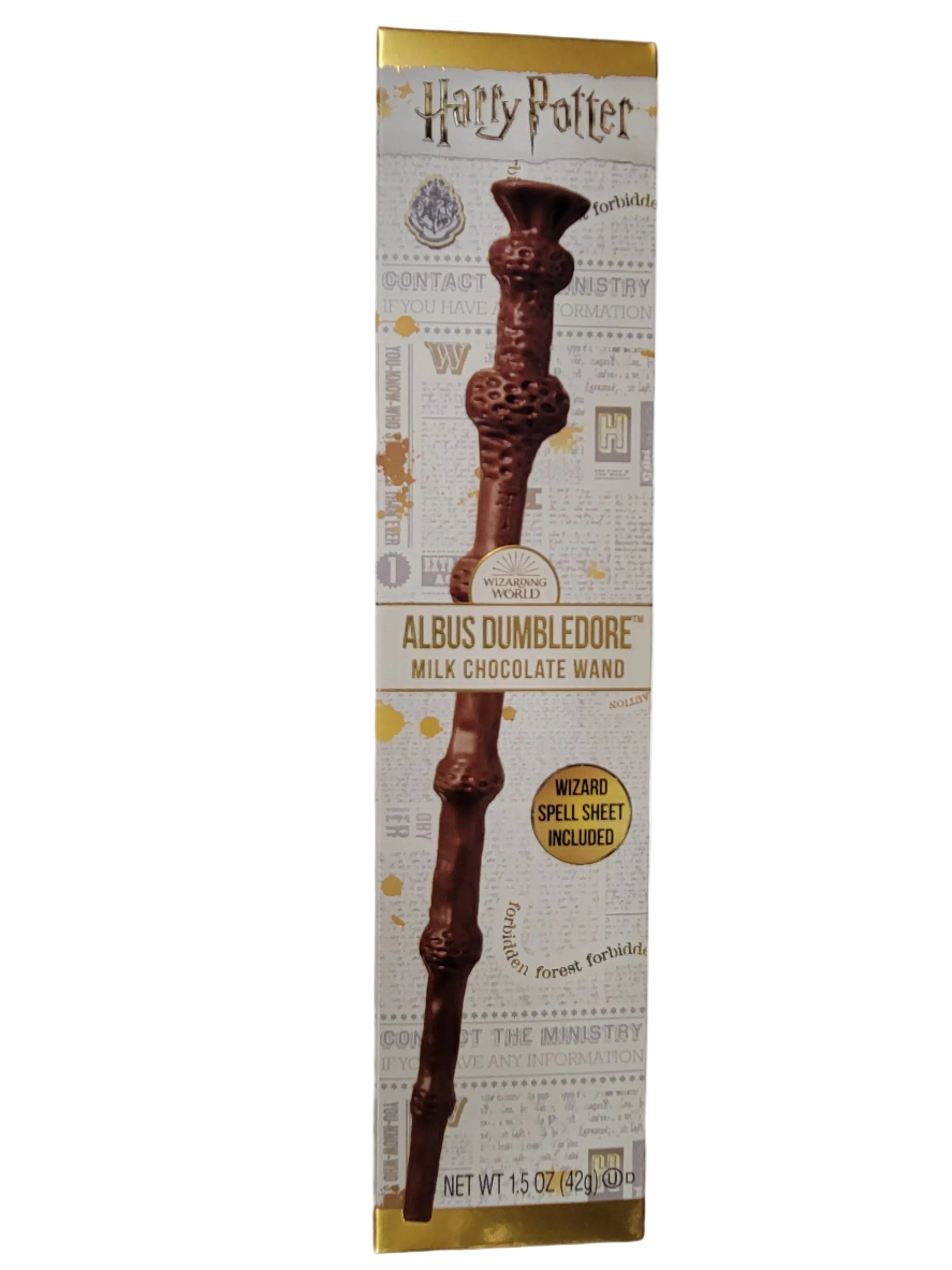 Dumbledore Chocolate Wand: milk chocolate with detailed design and gold foil
