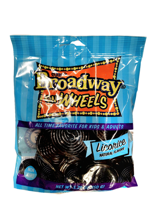 Broadway Wheels Licorice Peg Bag 5.29oz