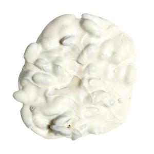 White textured brain-shaped almond bark white chocolate with glossy finish