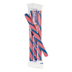 Pink and blue striped candy canes in clear wrappers for Candy Stick Cotton Candy