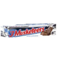 3 Musketeers Candy Bar with silver blue wrapper and milk chocolate center