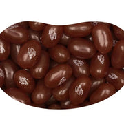 Jelly Belly A&W Root Beer chocolate jelly beans with glossy finish and logo