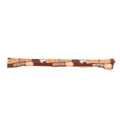 Bakers chocolate-covered pretzel stick in Cow Tales Caramel Brownie Bar wrapper