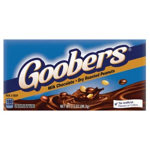 Nestle Goobers theater box with milk chocolate peanuts in blue yellow wrapper