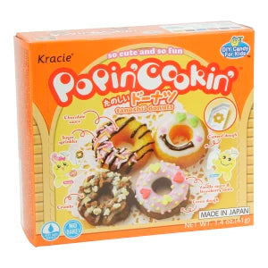Orange box of Kracie Popin Cookin Tanoshi Donuts candy kit