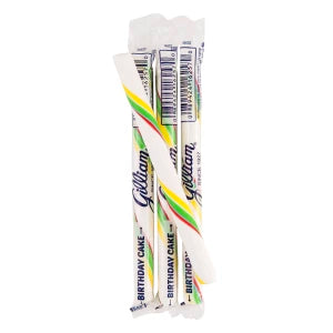 White, green and yellow striped birthday cake gelato sticks