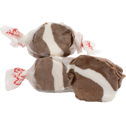 Taffy Cookies n Cream chocolate and white swirl candies in clear cellophane