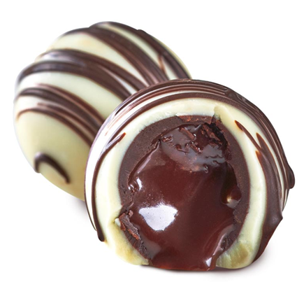 White Euro Dark Truffle: creamy white chocolate with dark drizzle