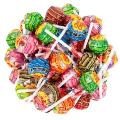Vibrant Chupa Chups lollipops in colorful foil wrappers with white sticks