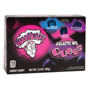 Warheads Sour Galactic Cubes Theater Box with pink purple packaging and cartoon logo