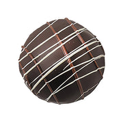 Peppermint Truffle 1.5oz round dark chocolate sphere with white and milk drizzle crisscross