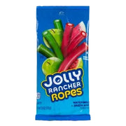 Blue Jolly Rancher Watermelon & Green Apple Ropes candy package with colorful red and green licorice ropes