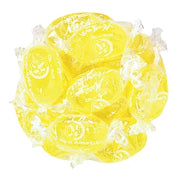 Matlow’s Sour Lemon Wrapped Candy: pile of yellow hard candies in cellophane